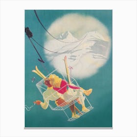 Ski Lift Romantic Vintage Ski Poster Canvas Print