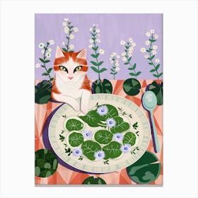 Cat And Green Ravioli Canvas Print