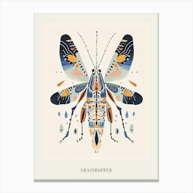 Colourful Insect Illustration Grasshopper 3 Poster Canvas Print