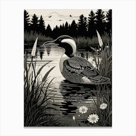 Duck In The Water Canvas Print