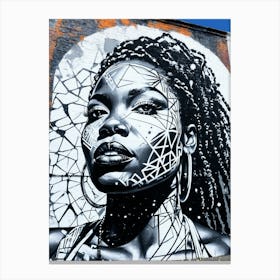 Graffiti Mural Of Beautiful Black Woman 256 Canvas Print