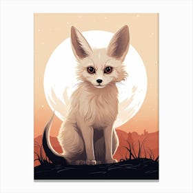 Fennec Fox Moon Illustration 1 Canvas Print