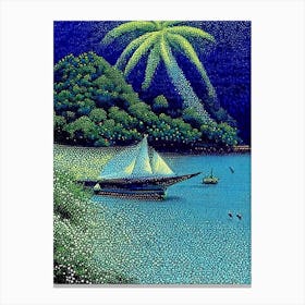 Maluku Islands Indonesia Pointillism Style Tropical Destination Canvas Print