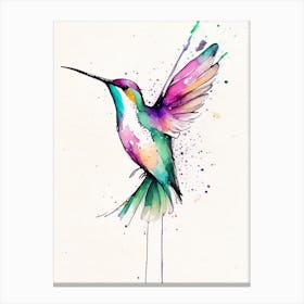 Berylline Hummingbird Minimalist Watercolour Canvas Print