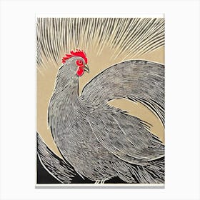 Chicken 2 Linocut Bird Canvas Print