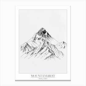 Mount Everest Nepal Tibet Line Drawing 8 Poster Canvas Print