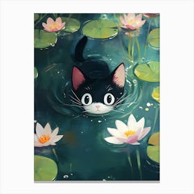 Cat In Water 14 Canvas Print