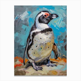 African Penguin Stewart Island Ulva Island Oil Painting 2 Canvas Print