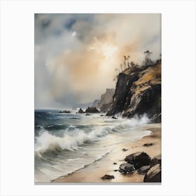 Vintage Coastal Seaside Painting (14) 1 Canvas Print