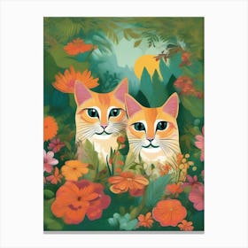 Two Cats In The Garden 1 Canvas Print