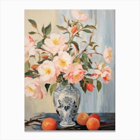 Camellia Flower And Peaches Still Life Painting 1 Dreamy Canvas Print