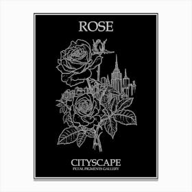 Rose Cityscape Line Drawing 4 Poster Inverted Canvas Print