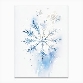 Irregular Snowflakes, Snowflakes, Minimalist Watercolour 4 Canvas Print