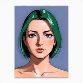 Anime Girl With Green Hair 1 Canvas Print