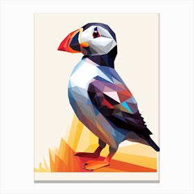 Colourful Geometric Bird Puffin 3 Canvas Print