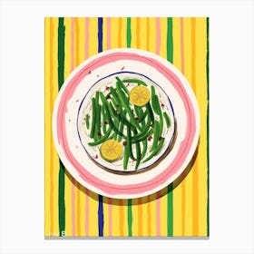 A Plate Of Green Beans 2  Top View Food Illustration 3 Canvas Print