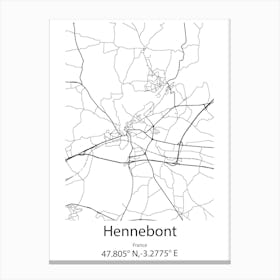 Hennebont,France Minimalist Map Canvas Print