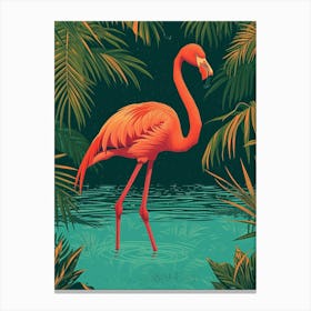Greater Flamingo Ra Lagartos Yucatan Mexico Tropical Illustration 1 Canvas Print