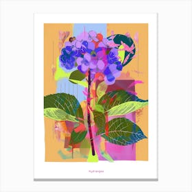 Hydrangea 2 Neon Flower Collage Poster Canvas Print