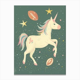 Storybook Style Unicorn Playing American Football Canvas Print