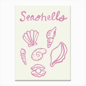 Seashell Doodles, Seashell Line Art, Minimalism Seashell Design 1 Canvas Print