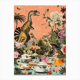 Kitsch Dinosaur Tea Party 2 Canvas Print