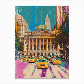 The New York Public Library New York Colourful Silkscreen Illustration 2 Canvas Print