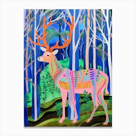 Maximalist Animal Painting Elk 4 Canvas Print