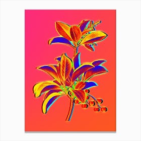 Neon Greek Strawberry Tree Botanical in Hot Pink and Electric Blue n.0184 Canvas Print