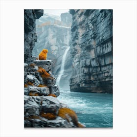 Bear In A Waterfall Canvas Print