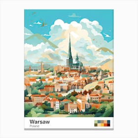 Warsaw, Poland, Geometric Illustration 3 Poster Canvas Print