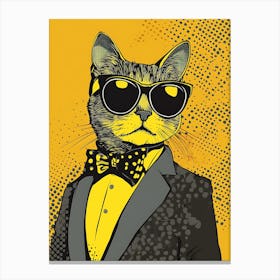 Super Cool Cat Illustration Pop 5 Canvas Print