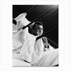 Ali Taking To The Press During Training 1st February 1967 Canvas Print