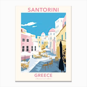 Santorini, Greece, Flat Pastels Tones Illustration 4 Poster Canvas Print