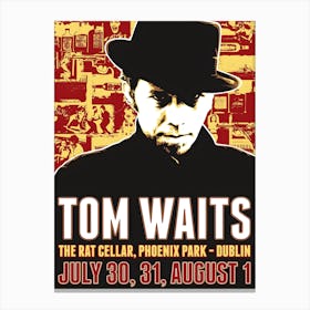 Tom Waits In Dublin Vintage Music Canvas Print