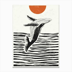 Whale Linocut 1 Canvas Print