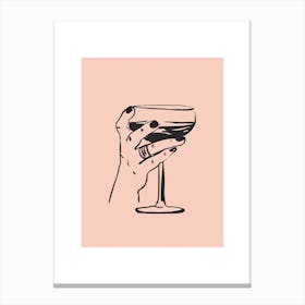 Hand With Cocktail In Pink And Black Canvas Print