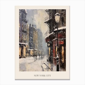Vintage Winter Painting Poster New York City Usa 2 Canvas Print