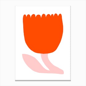 Minimal Red and Pink Tulip Illustration Canvas Print