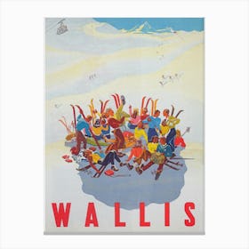 Wallis Switzerland Vintage Ski Poster Canvas Print