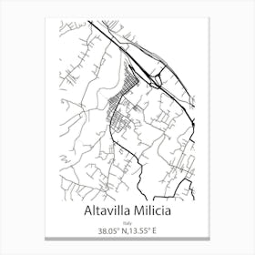 Altavilla Milicia,Italy Minimalist Map Canvas Print