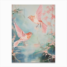 Vintage Japanese Inspired Bird Print Hermit Thrush 2 Canvas Print