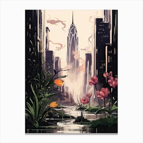 New York, Flower Collage 3 Canvas Print