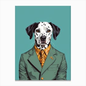 Dalmatian Dog Portrait In A Suit (8) Canvas Print
