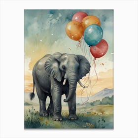 Elephant With Balloons 1 Canvas Print