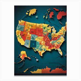 An Intricately Laid Out Vector Map Showcasing The American Commonwealth States Highlighting The Geo (1) Canvas Print