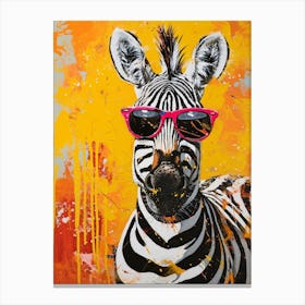 Kitsch Portrait Of A Zebra In Sunglasses 1 Canvas Print