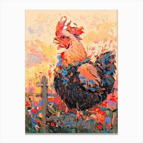 Rooster In The Field Canvas Print