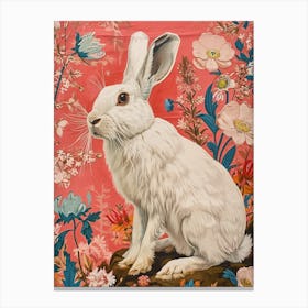 Floral Animal Painting Arctic Hare 2 Canvas Print