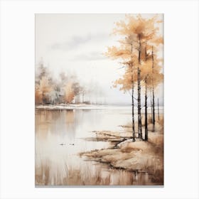 Lake In The Woods In Autumn, Painting 32 Canvas Print